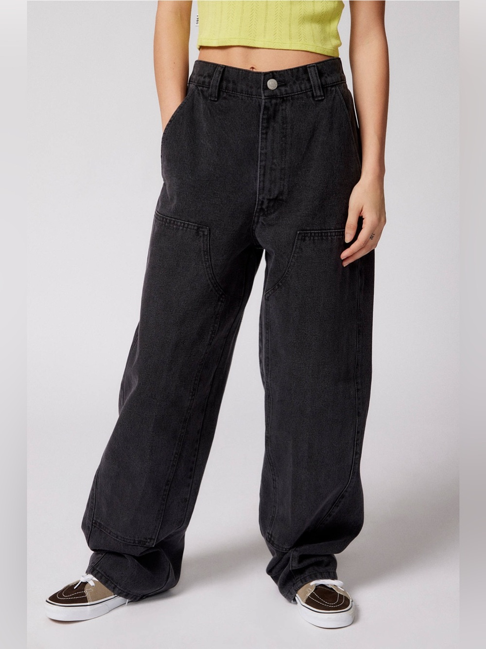Obey Leah II Baggy Double Knee Baggy Jeans Grey Gray Faded Black 26